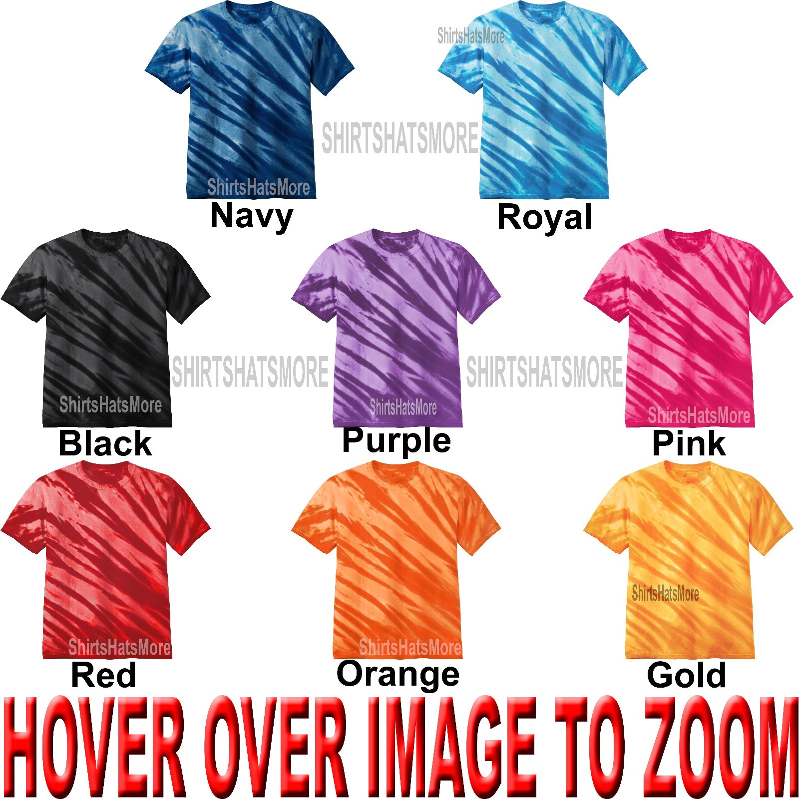 Tie Dye Mens T-Shirt S ,M, L, XL, 2X, 3X, 4X Blank Tye Dyed Tee Tiger Stripe NEW