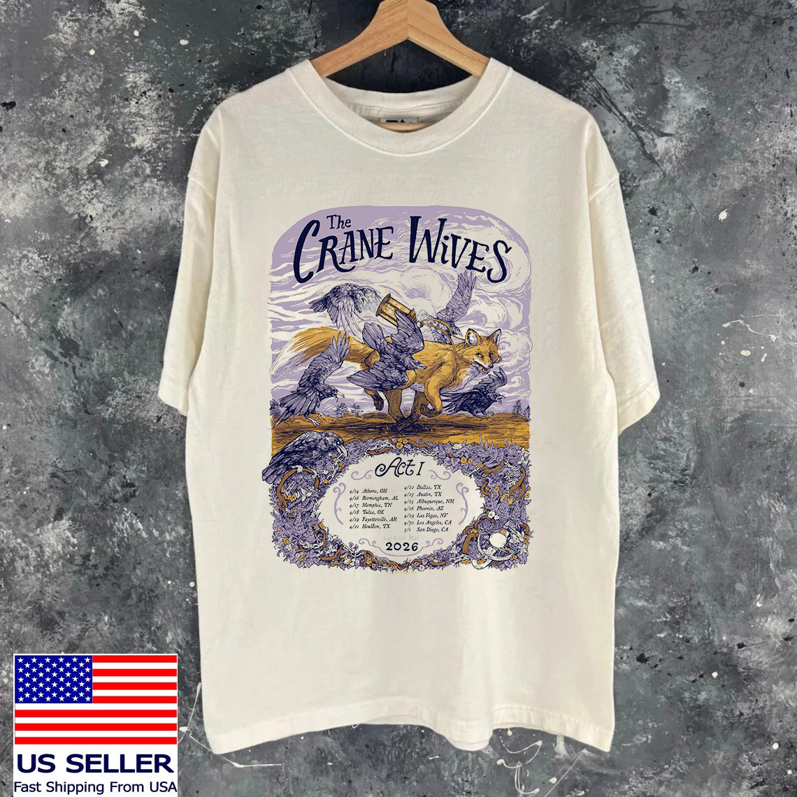 The Crane Wives Band Act I Spring Tour T Shirt Size S-5XL