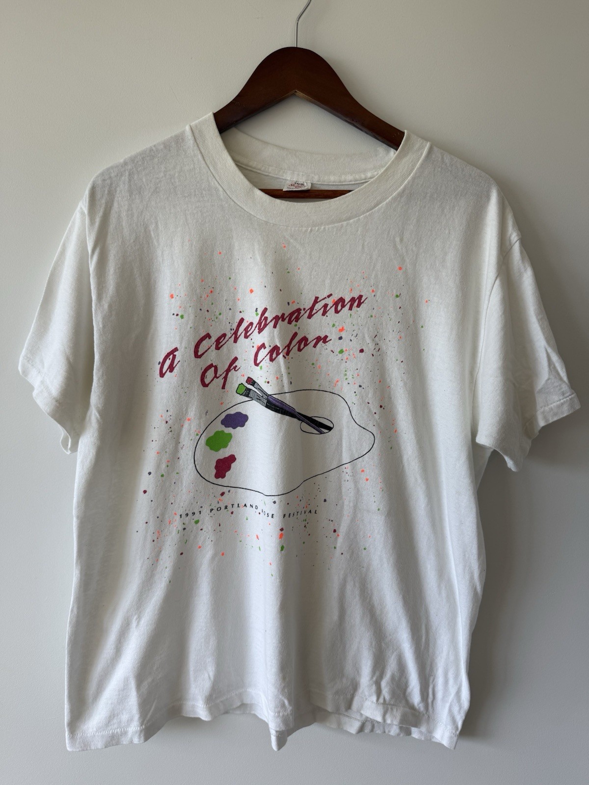 VINTAGE 1991 Portland Rose Festival A Celebration Of Color Graphic Art T-Shirt