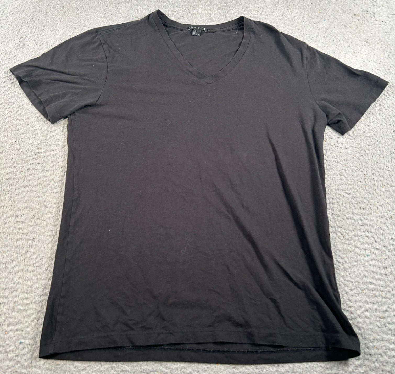 Theory Shirt Men Small Black V-Neck Streetwear Summer Preppy Casual Short Sleeve
