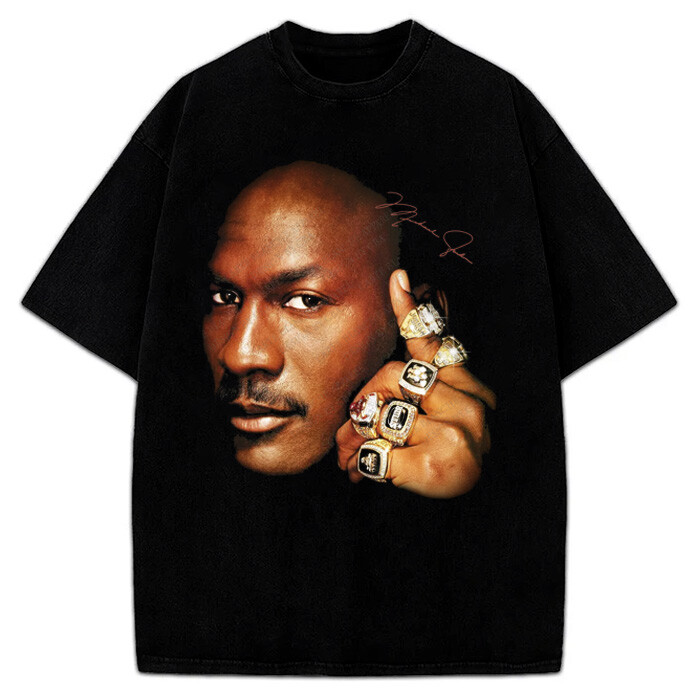 Michael Jordan Six Championship 6 Rings Last Dance Graphic 90’s Bulls T-Shirt