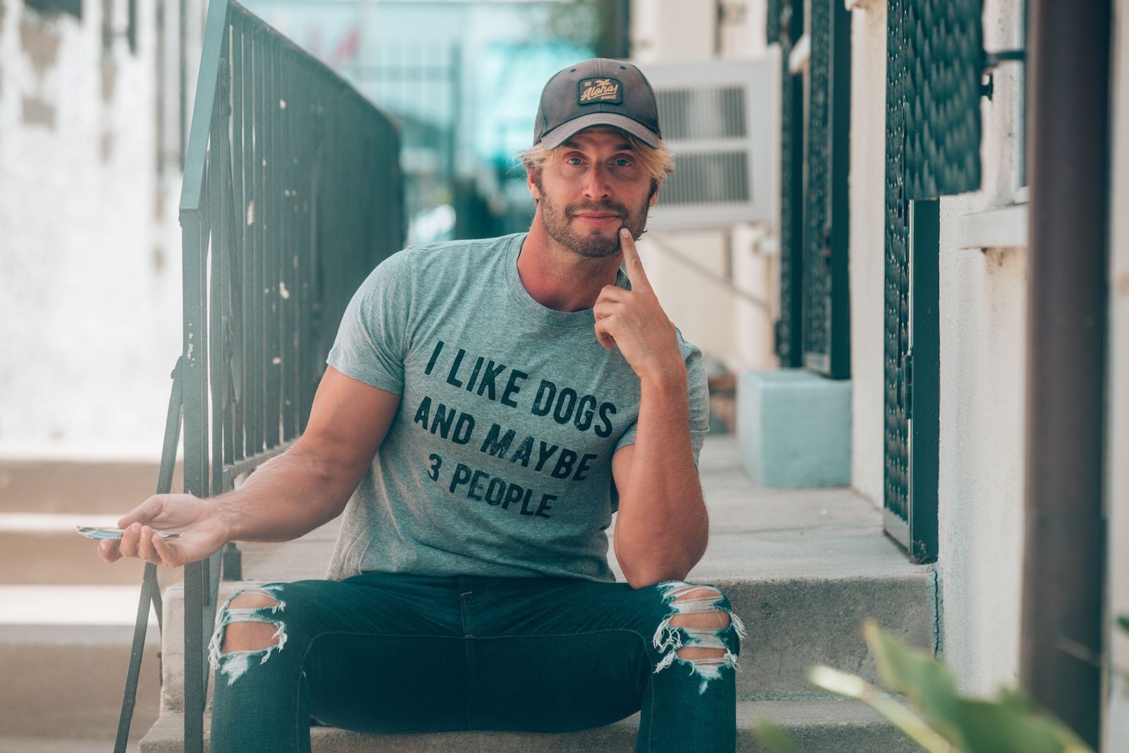Mens I Like Dogs and Maybe 3 People T shirt Funny Pet Lover Dad Cool Graphic Tee