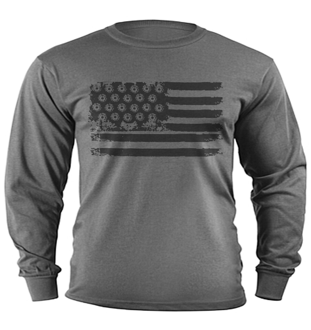 Mens Graphic T-shirt Military Tactical Gear American Flag Bullet Holes Decal