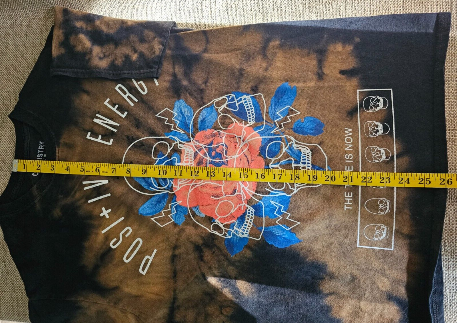 Positive Energy The Time Is Now Bleached Design w/ Skull Sz Medium by Chemistry