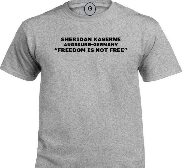 TAUKKUNEN BARRACKS *WORMS-GERMANY* FREEDOM* INDIVIDUAL BASE PT SHIRT