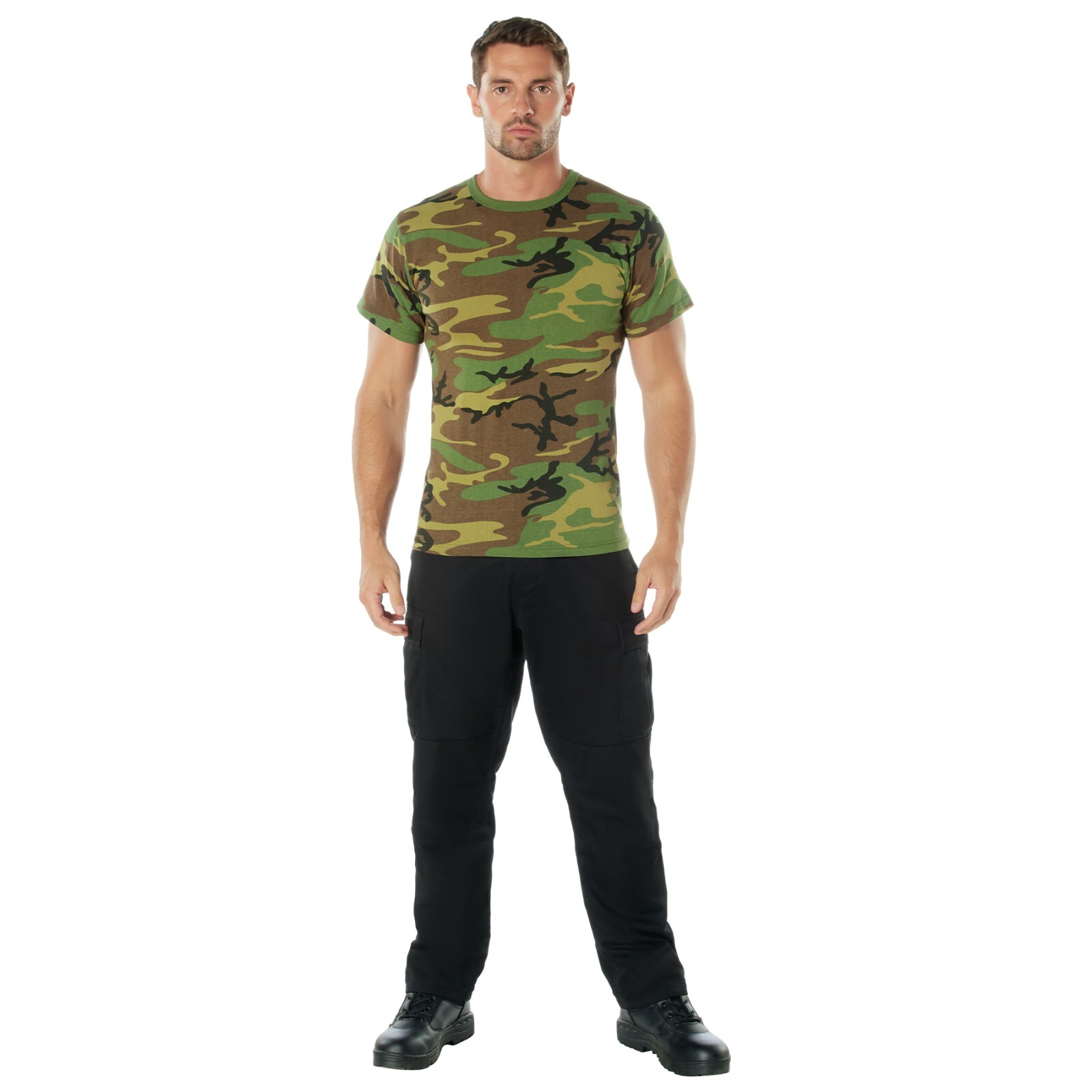 Men’s Camo Short Sleeve T-Shirt – Rothco Poly/Cotton Woodland Camo Tee