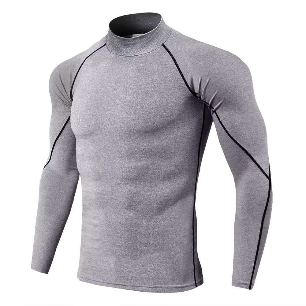 Men T-shirt Quick Dry Bodybuilding Running Shirt Long Sleeve Compression Top Gym