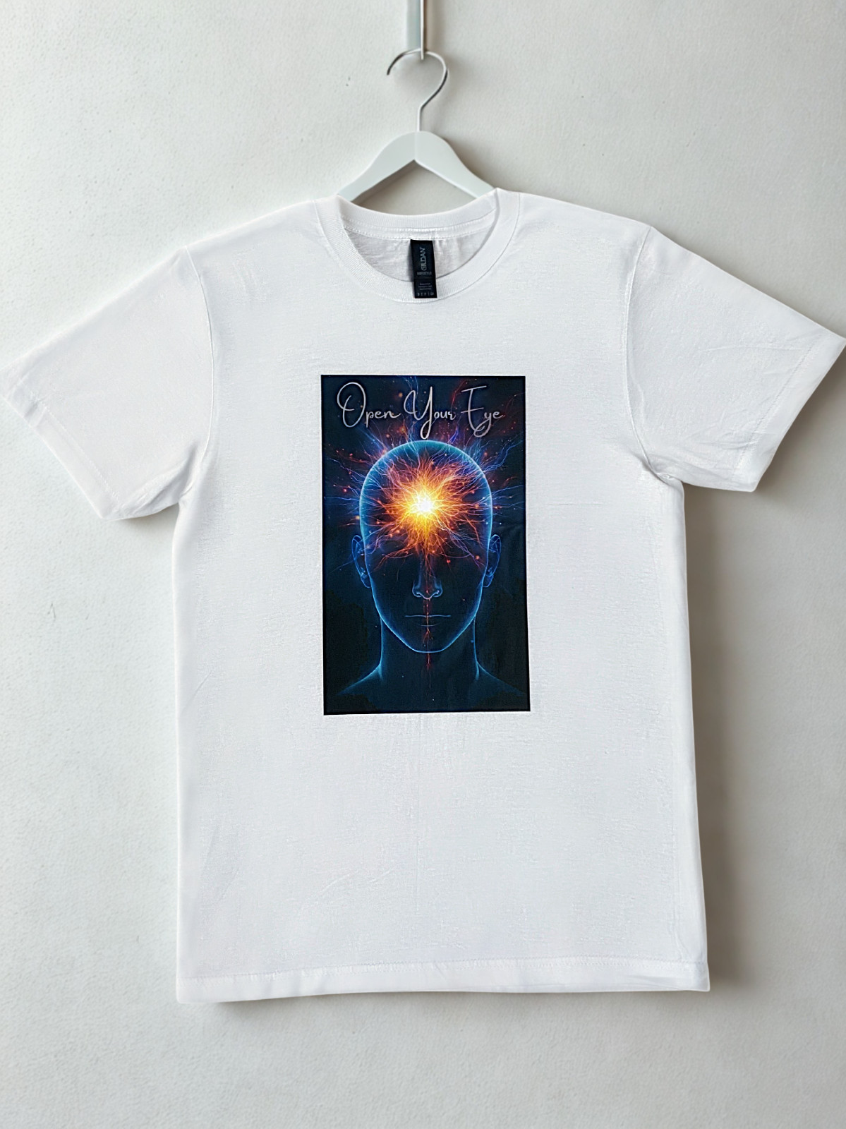 DTF Custom Made – OPEN YOUR EYE Short Sleeve T-Shirt – Black & White SML