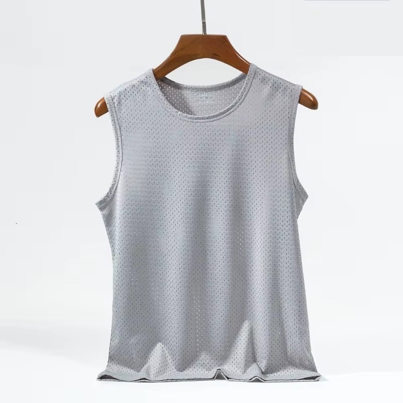 Men’s Ice Silk Mesh Tank Top – Breathable Gym Stringer Vest