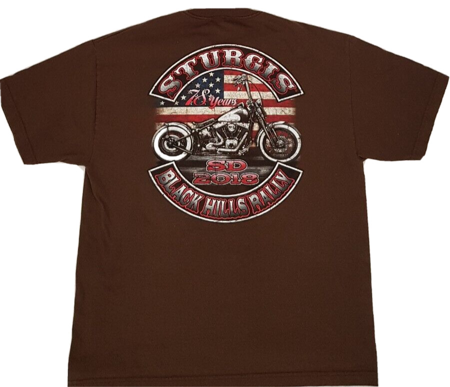 STURGIS Alstyle Apparel Men’s Graphic T-Shirt Sz XL Brown Black Hill Rally 2018