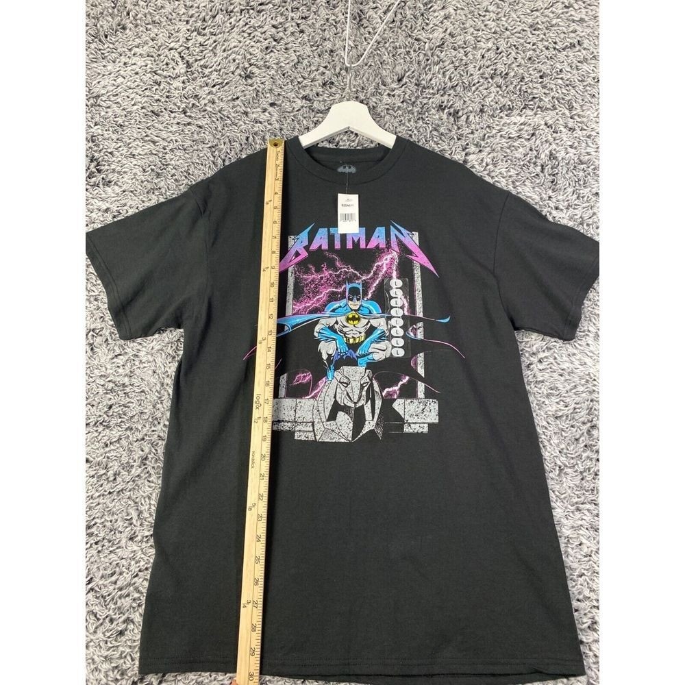 Batman Mens Heavy Metal Grunge Graphic Shirt L Tee Black DC Comics Retro Top