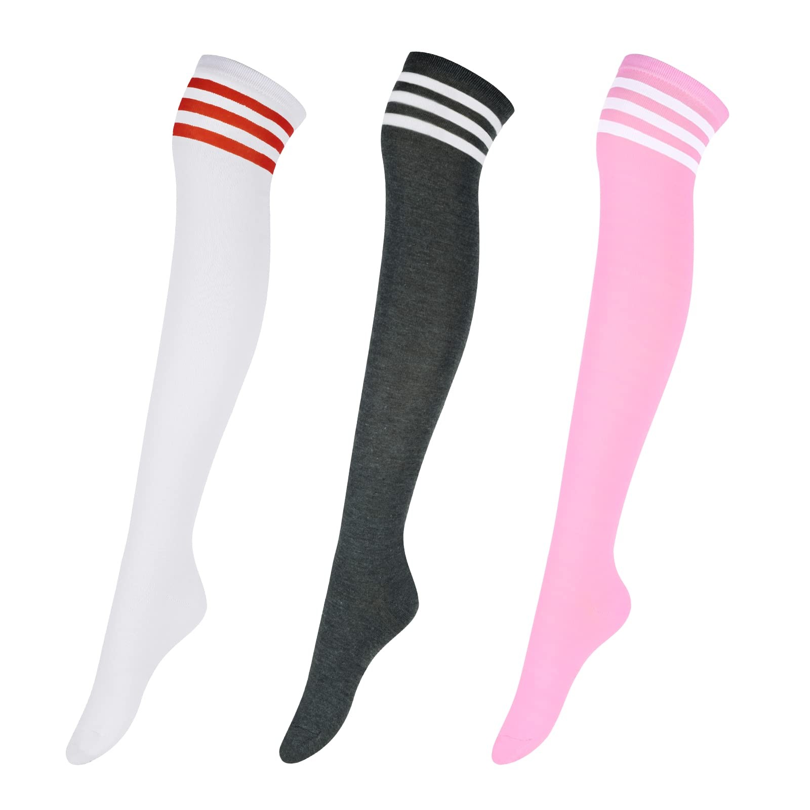 Thigh High Socks Striped Long Knee High Socks for Women Cute Womens Over The