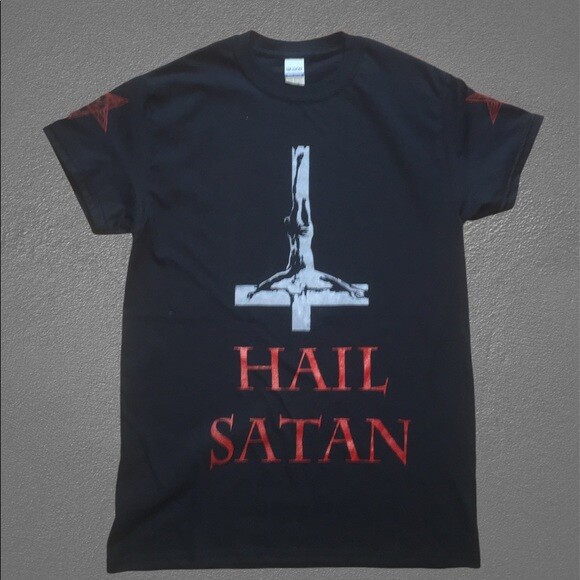 Inverted Crucifix Hail Satan T Shirt S to 2XL Inverted Pengaram Baphomet