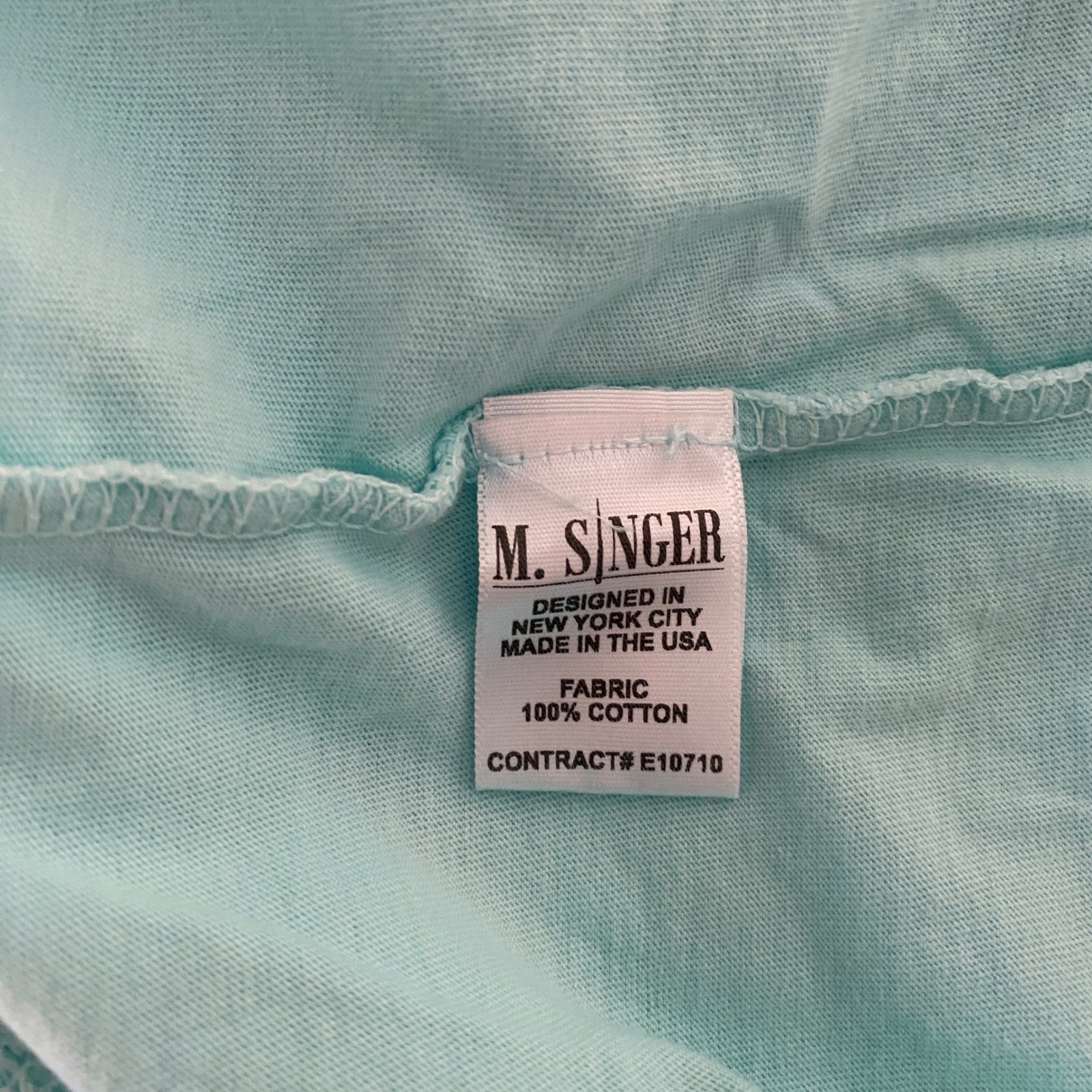 M. Singer Mens Aqua Blue Cotton Pocket T-Shirt Made in USA Small NWT