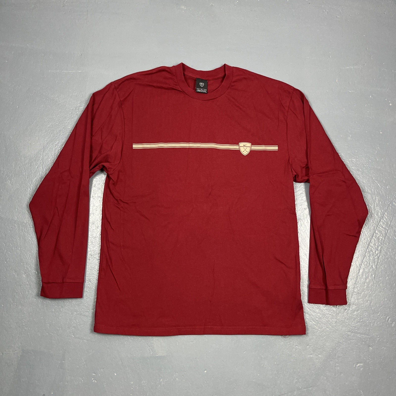 Vintage Nike Golf Long Sleeve Tshirt Red Gold Y2K Casual Sporty VTG