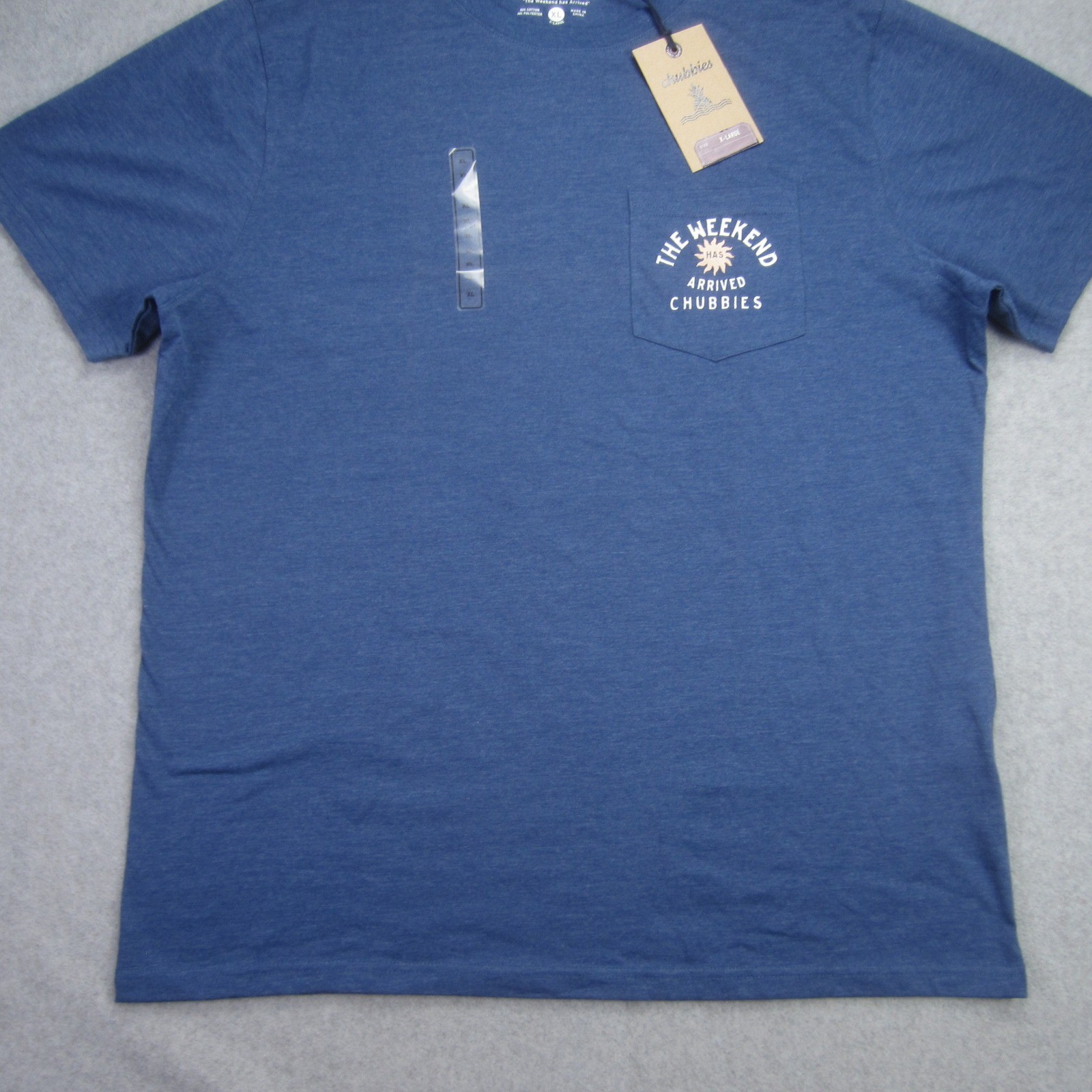 Chubbies Shirt Mens XL Blue The Weekend Has Arrived Pocket Crewneck Preppy