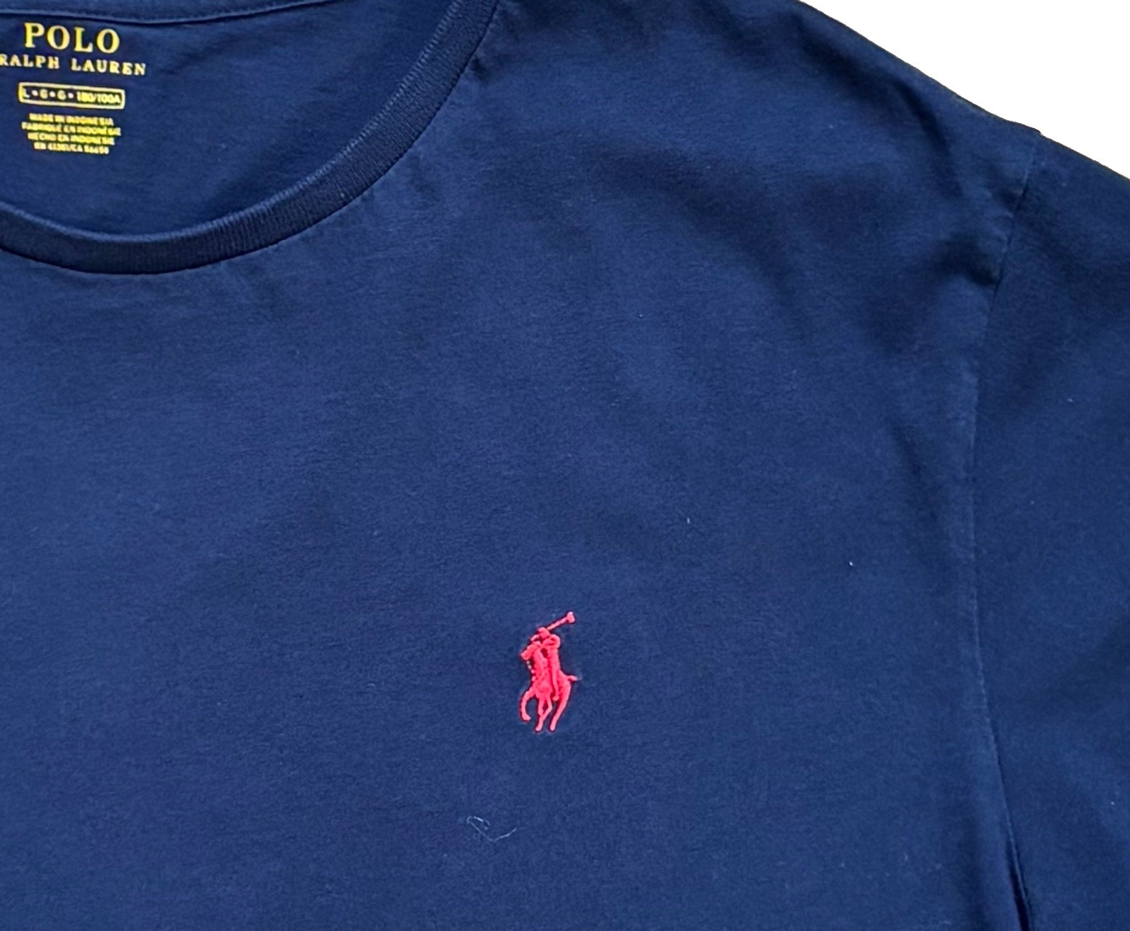 Polo Ralph Lauren Men’s Navy Blue T-Shirt Red Pony Logo Large