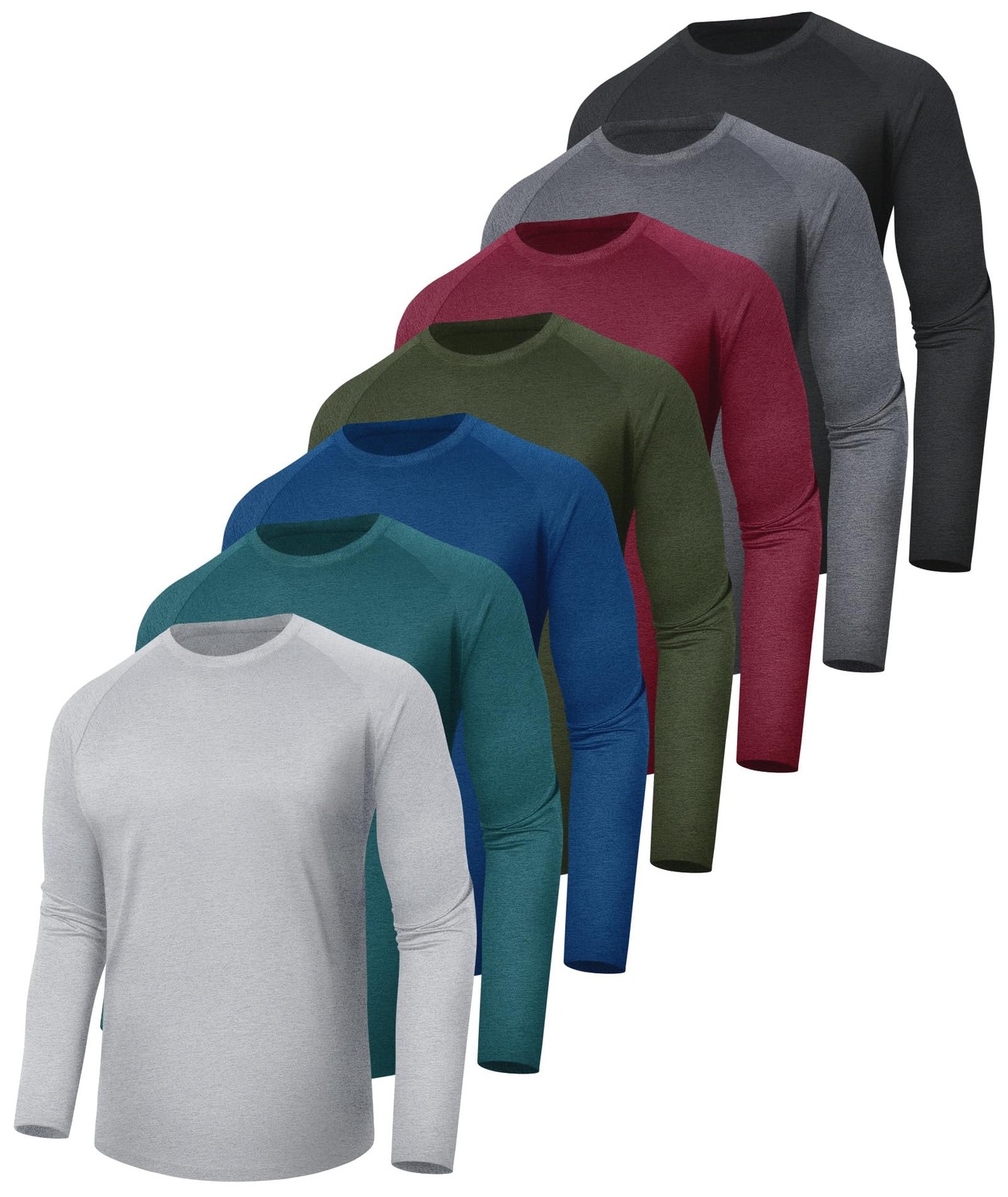 7 Pack Long Sleeve Shirts for Men – Quick Dry Moisture Wicking Sun Protection…