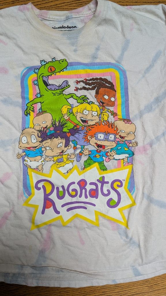Rugrats Nickelodeon Long Sleeve T-Shirt Tie Dye Character Sleeve Print Size L