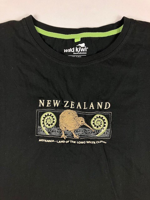 Wild Kiwi T Shirt Size XXL New Zealand Aotearoa Long White Cloud Embroidered