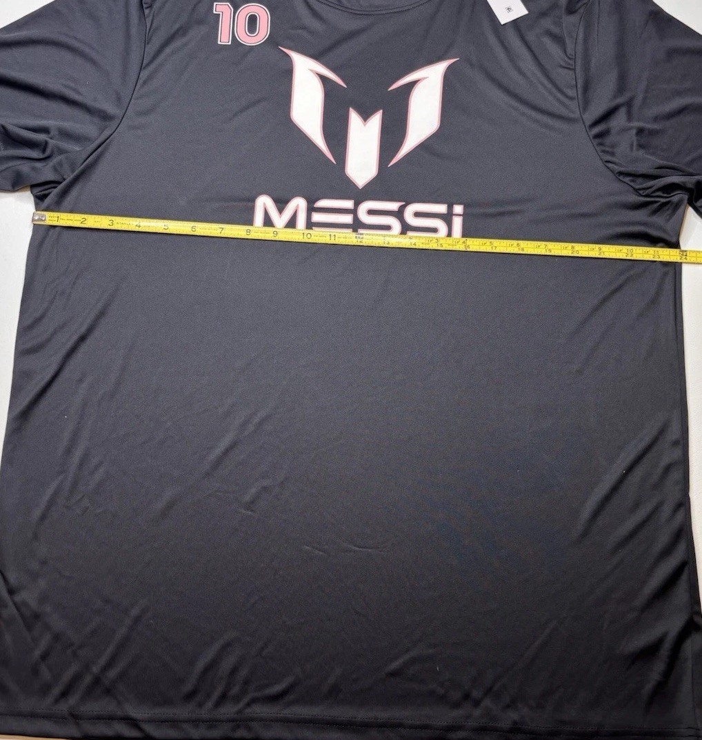 NWT Messi Mens Black Lionel Messi Short Sleeve Athletic Jersey Tee Shirt 2XL