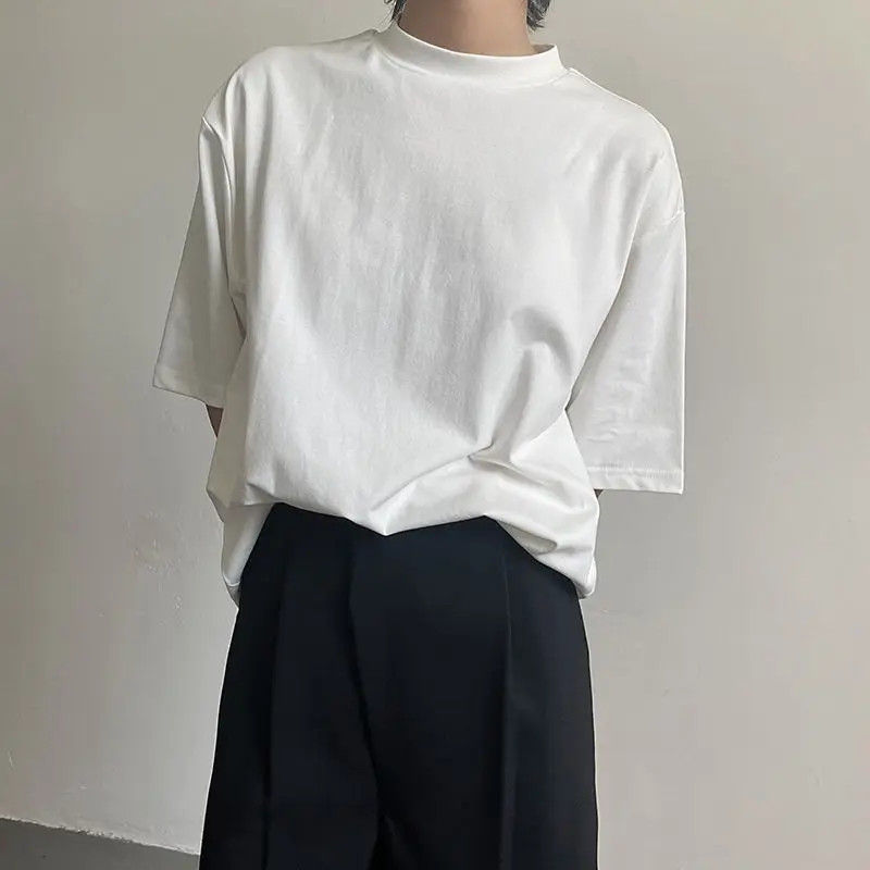 Men’s Half Turtleneck Short-sleeved Summer T-shirt High Quality Loose Basic Shir