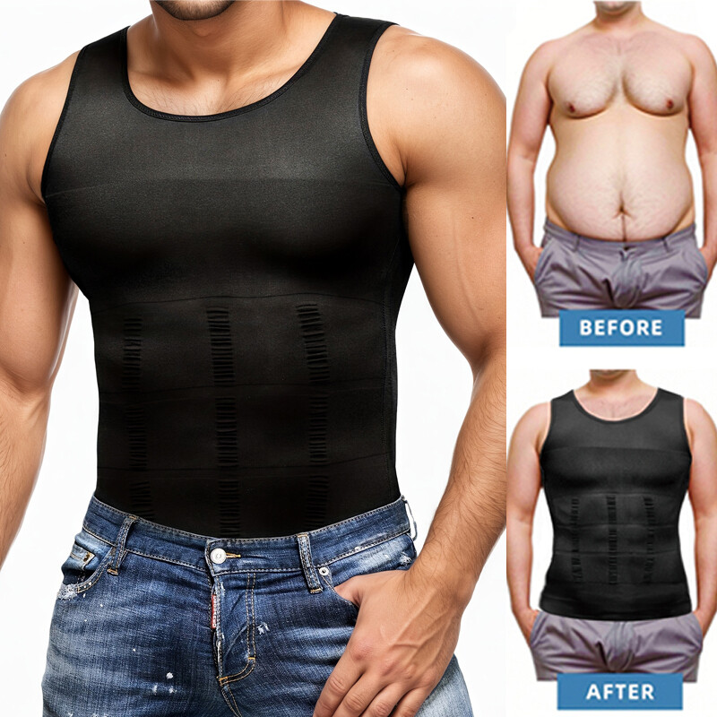 Mens Body Shaper Slimming Tummy Vest Compression Tank Top Faja camisa de hombre