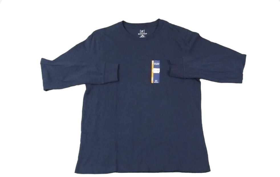 George Men’s Pick Color Long Sleeve Crew-Neck Solid Plain T-Shirts Tee: S-XL