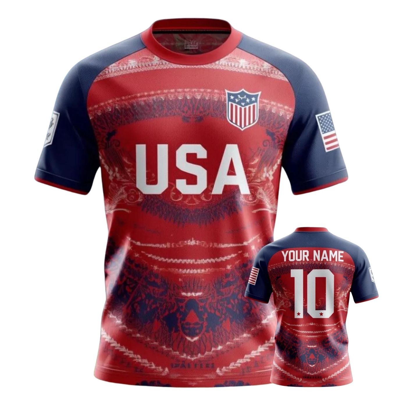 USA Soccer Jersey Shirt American Flag Patriotic Unisex Fan Tee