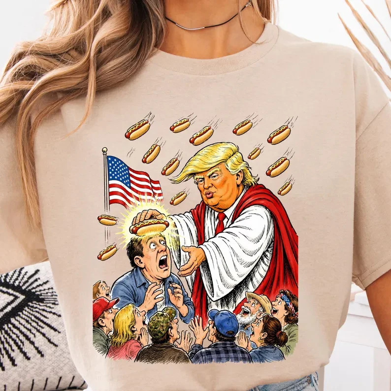 Trump Hotdog Jesus Shirt, Funny Political Satire Tee, Trump Meme Gift shirt