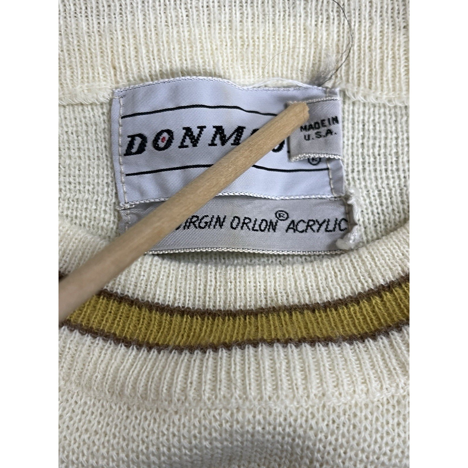 Vintage 60s 70s Donmoor Sweater Boys 20 Men Small Pale Yellow Orlon Acrylic USA