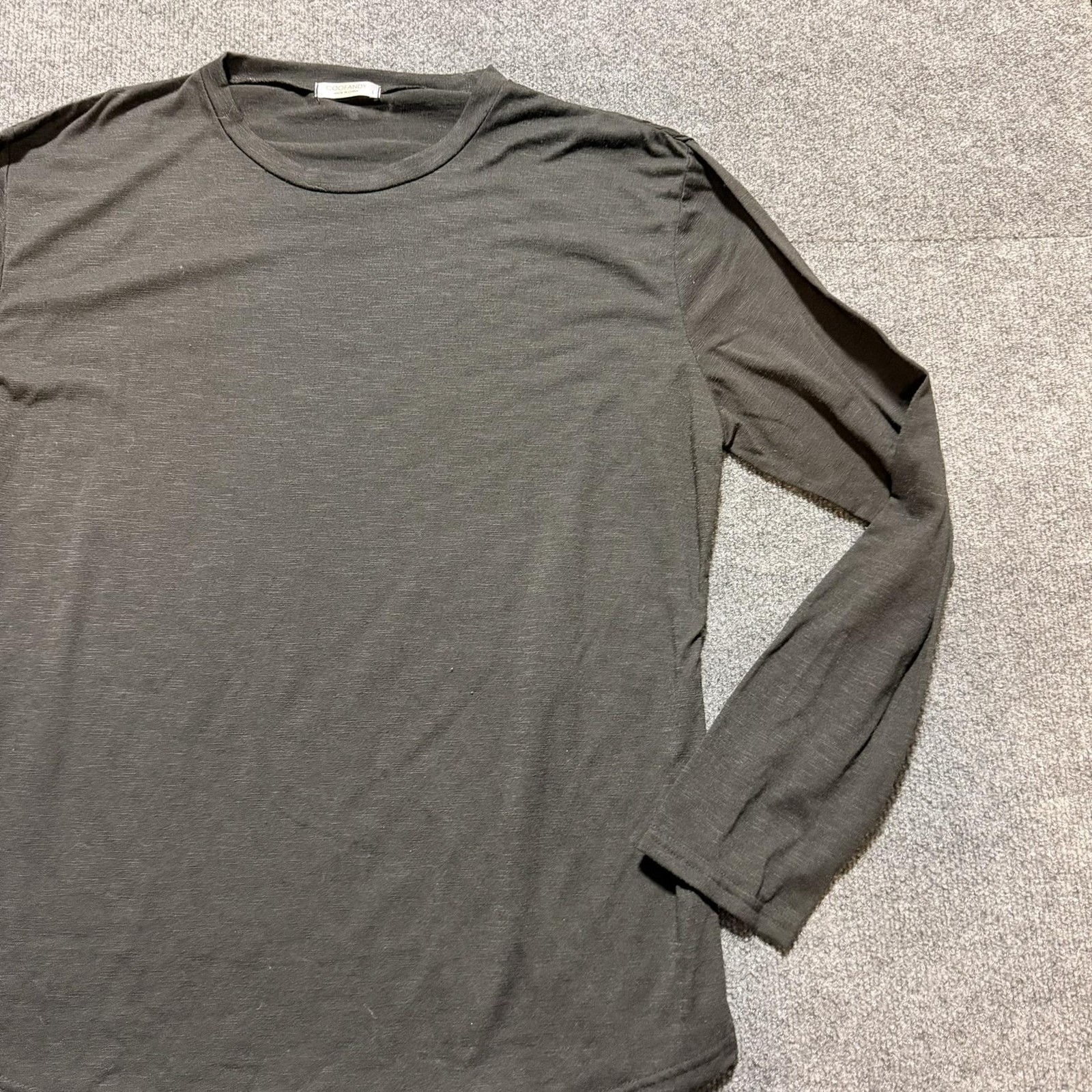 Coofandy Shirt Mens Large Gray Long Sleeve Crewneck Lightweight Jersey Casual