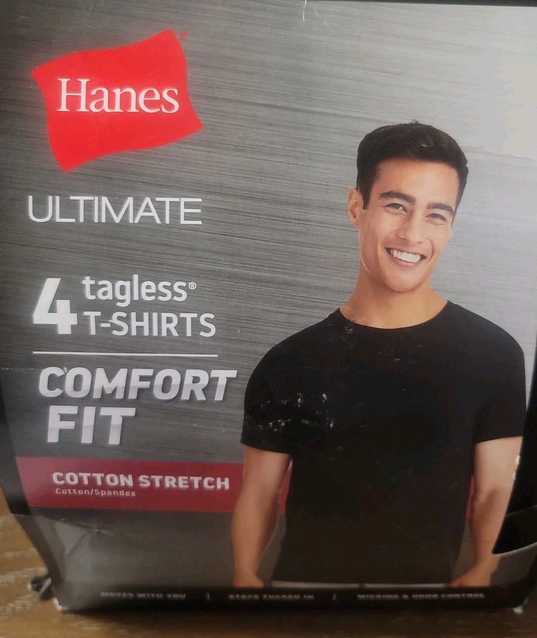 Men NWT LARGE REBOX HANES ULTIMATE COMFORT 2 BLACK/ 2 WHITE Crew Neck T-shirts