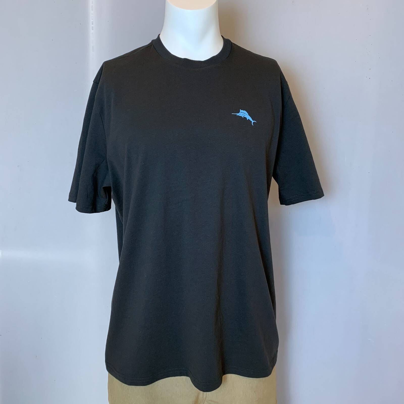 Tommy Bahama Shirt Mens Extra Large Black Short Sleeve Crew Neck Tiki Drinks