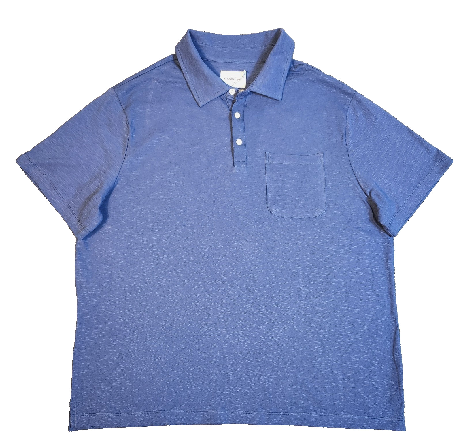 Men’s Short Sleeve Polo Shirts 2XL Blue “2 Pack” Goodfellow POCKET Collar Neck