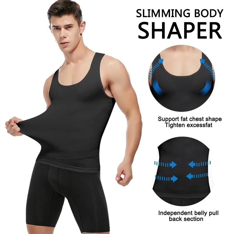 Men Slimmer Body Shaper Vest Abs Abdomen Compression Shirt Workout Tank Tops US
