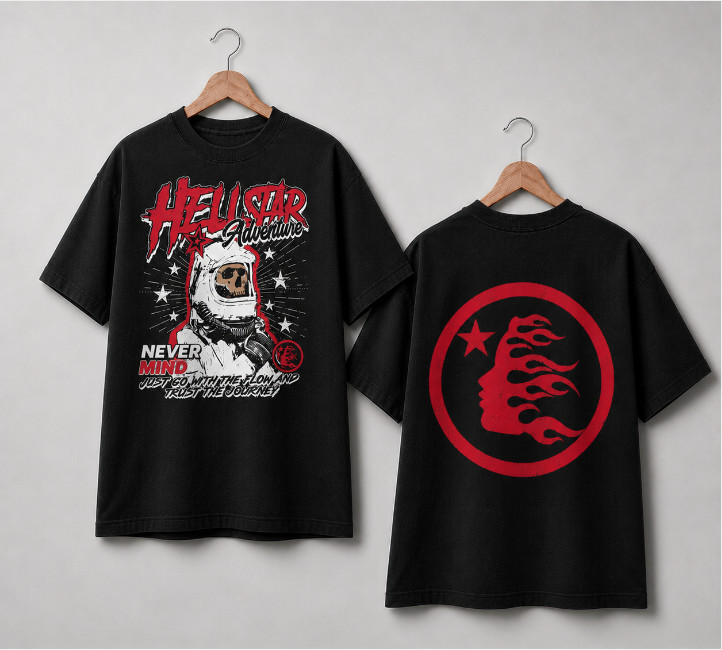 Unisex Oversized Streetwear Graphic T-Shirt Vintage HellStar Print Cotton Tee