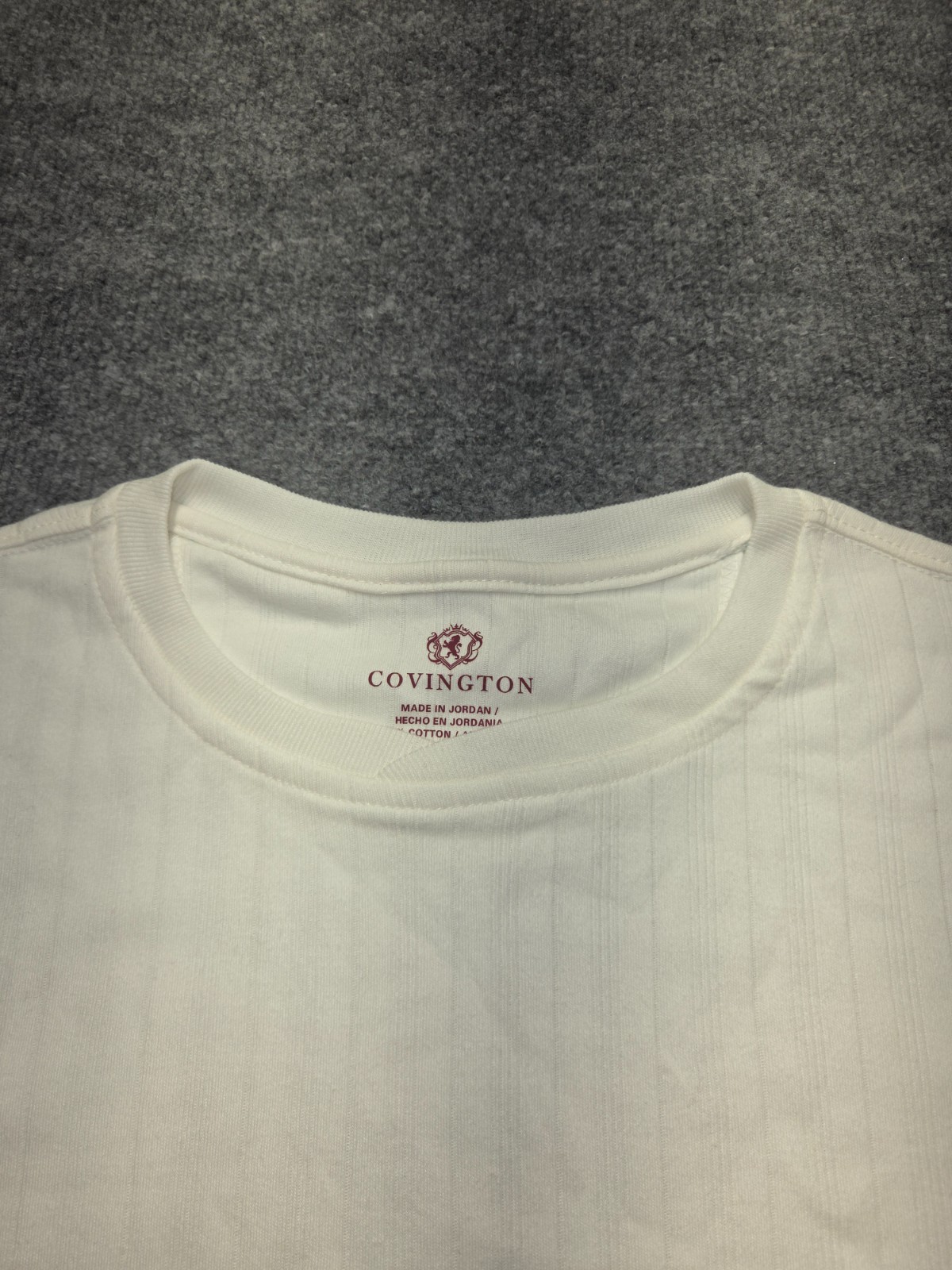 Covington Vertical Ribbed T Shirt Men Sz L White Short Sleeve Crew Neck Casual