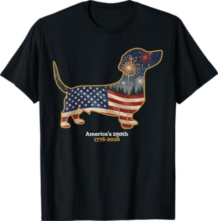 Dachshund America’s 250th Patriotic Dog Fireworks T-Shirt