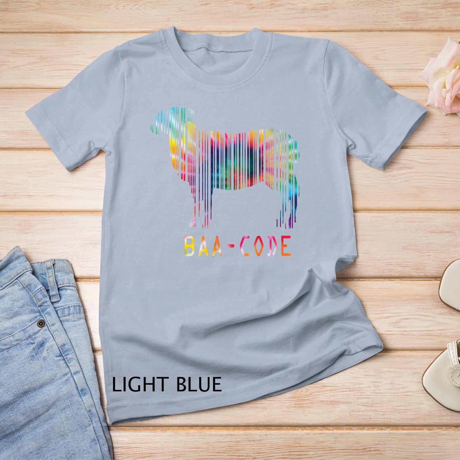 Funny Tie Dye Sheep Shirt BAA CODE Punny Baa-code Sheep Barcode Unisex T-shirt