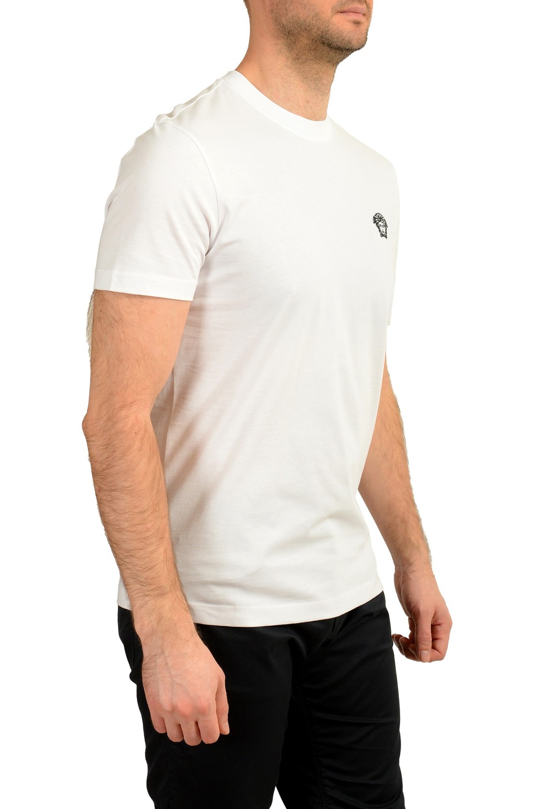 Versace Men’s White Black Medusa Embroidery Short Sleeve T-Shirt US 2XL IT 56