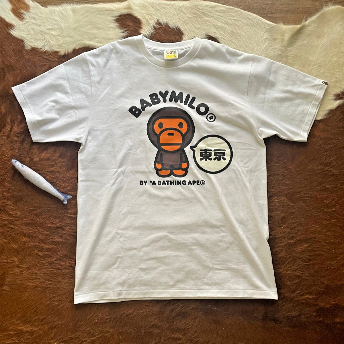 NEW A Bathing Ape RARE Tokyo Exclusive Baby Milo II White Short Sleeve Size XL