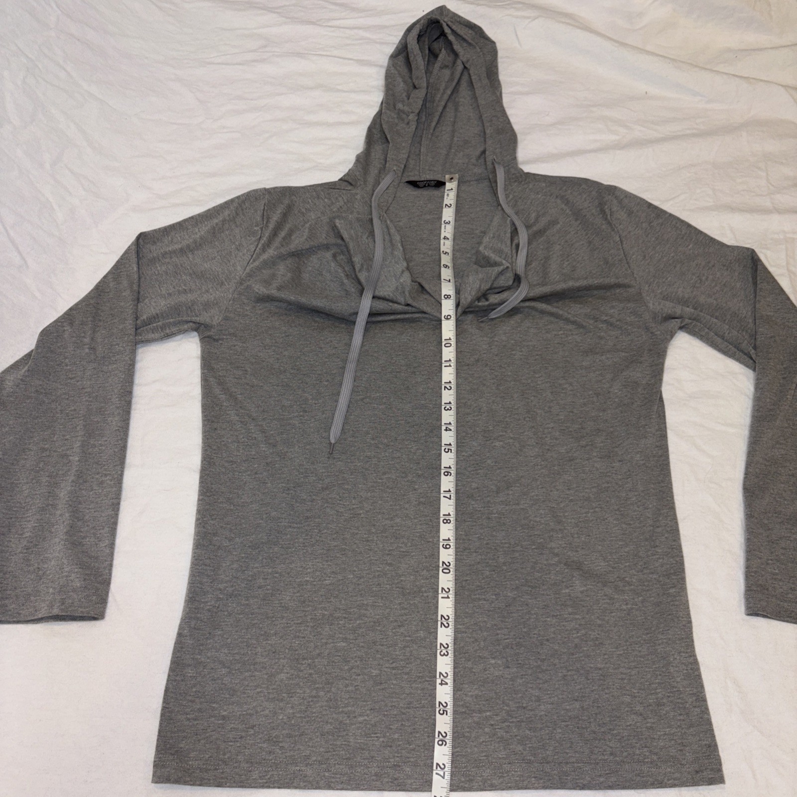 Gently Used Men’s Coofandy Gray Hooded Draped Neck Long Sleeve T Shirt Size Smal