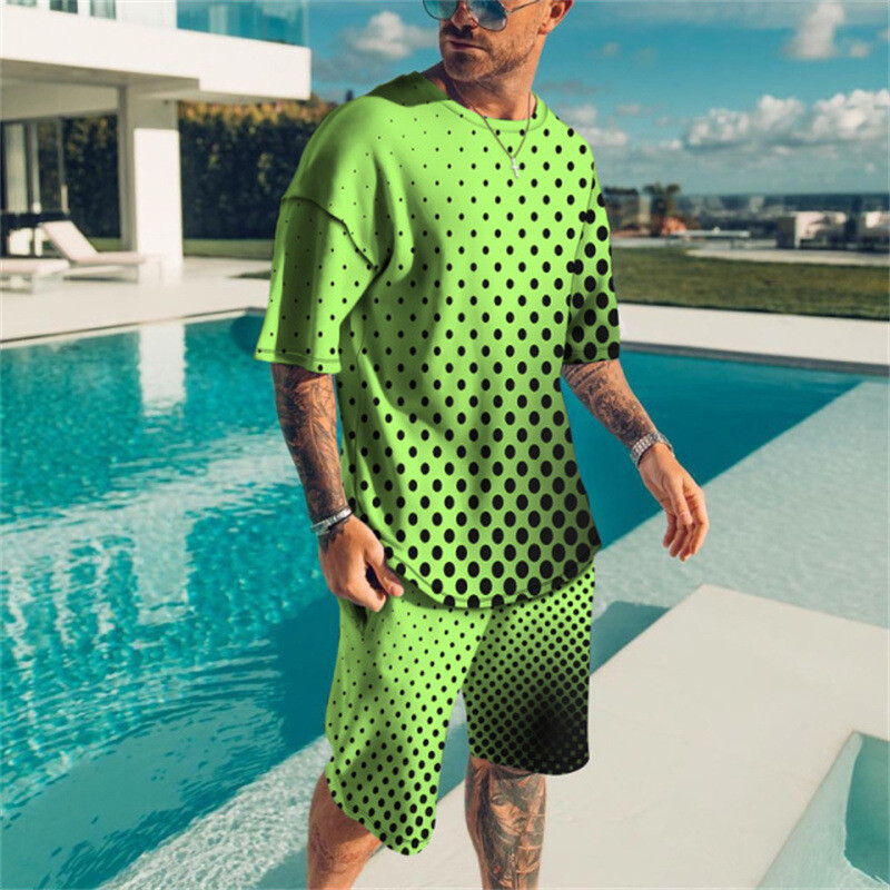 Summer Men’s Outfit 2-Piece Set Short Sleeve T-Shirts and Shorts Sweatsuit Set
