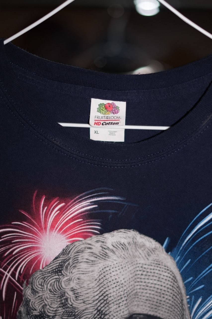 Fruit of the Loom George Washington with Hot Dog Patriotic Graphic T-Shirt