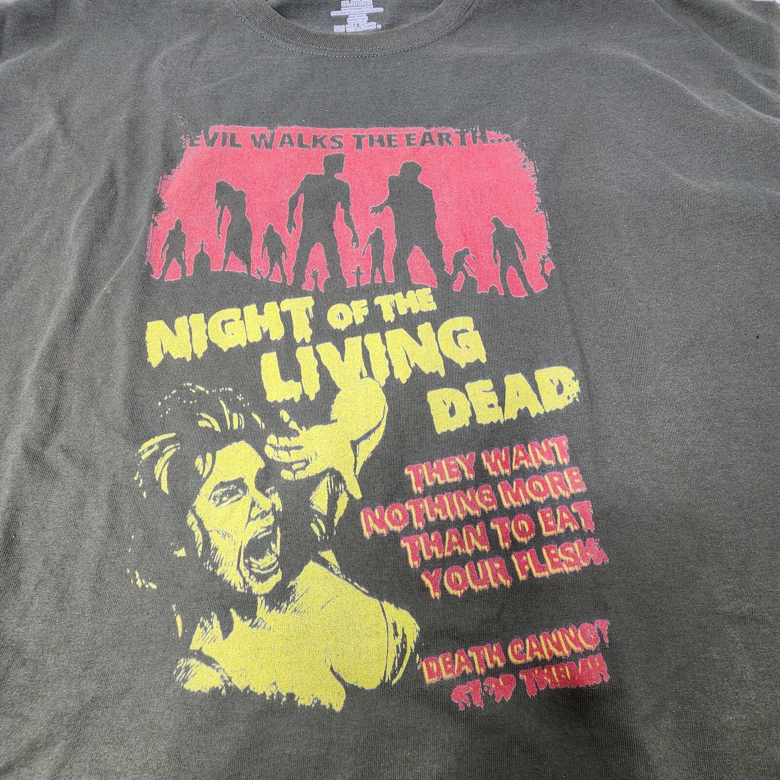Night of the Living Dead Movie Shirt Men’s 2XL Horror Y2K OD Green Short Sleeve