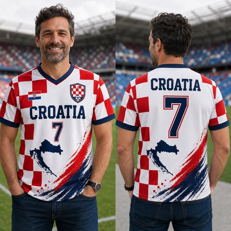Personalized Croatia Soccer Jersey Set, Custom Football Shirt Fan Gift for Fathe