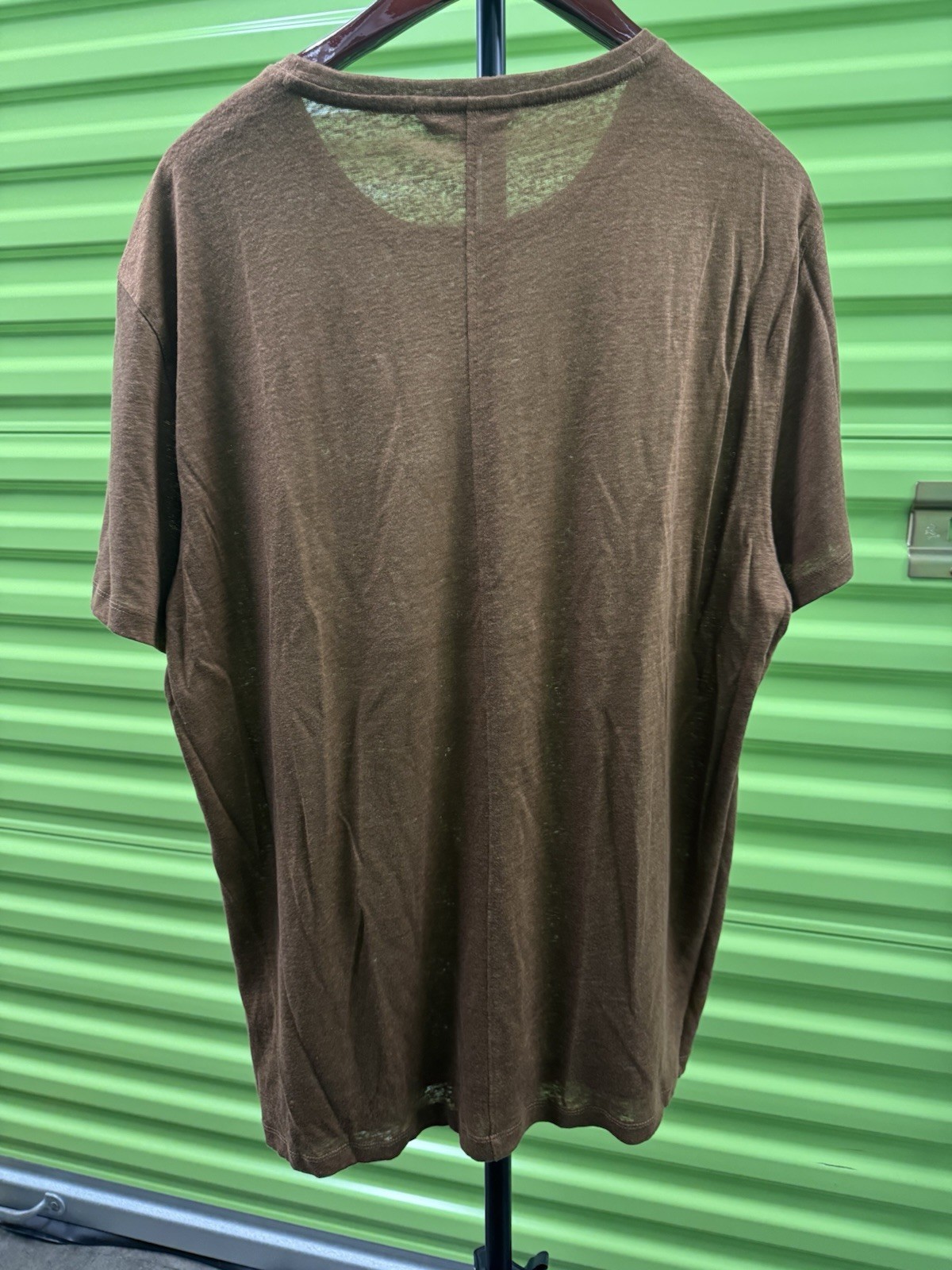 John Varvatos Men’s XL Solid Brown Linen Knit Crew Neck Short Sleeve T-Shirt
