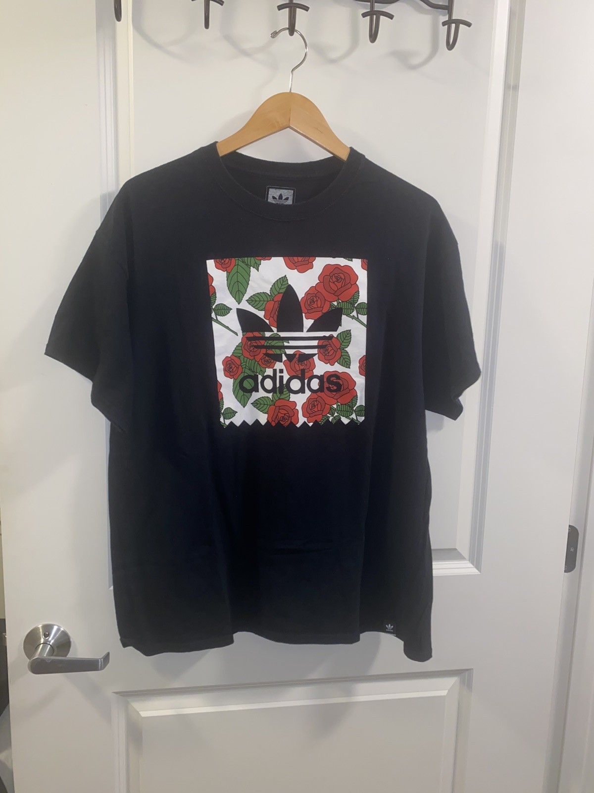 Adidas Originals Rose Trefoil Graphic T Shirt Black Men’s XL Floral retro y2k