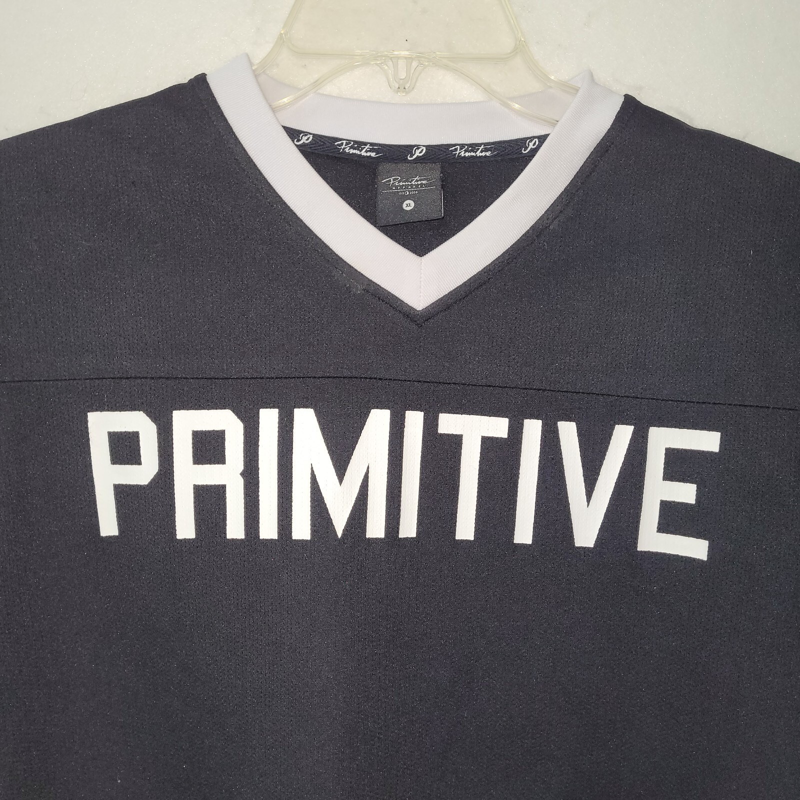 Primitive Apparel Graphic T Shirt Men XL Black Spellout V Neck Streetwear Skater